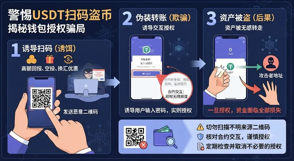 警惕USDT扫码盗币：揭秘钱包授权骗局